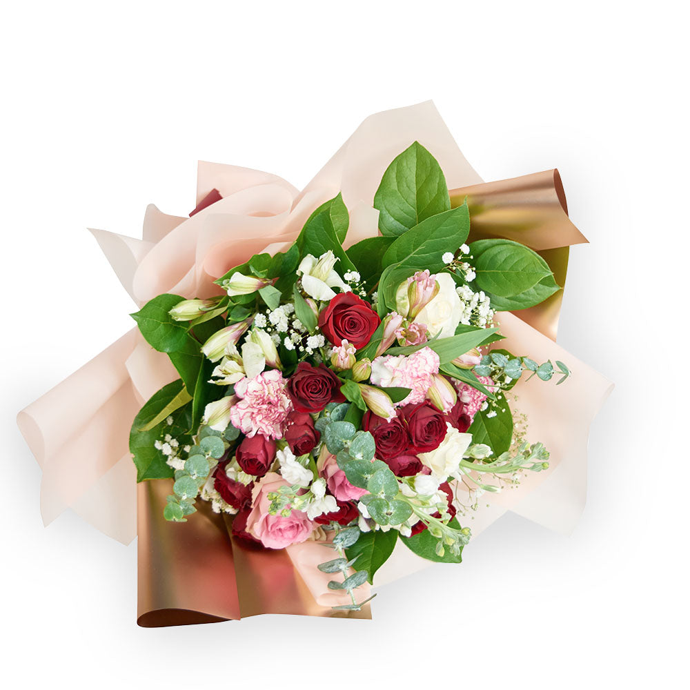 Mixed red and white rose bouquet, Same Day Toronto Delivery