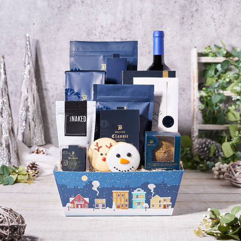 Winter Wine & Chocolate Treats Gift, christmas gift, christmas, holiday gift, holiday, wine gift, wine, coffee gift, coffee, cookie gift, cookie