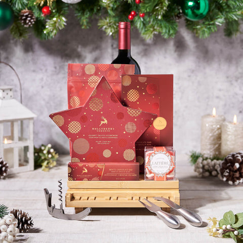 Winter Wishes Gift Basket, christmas gift, christmas, holiday gift, holiday, wine gift, wine, chocolate gift, chocolate, gourmet gift, gourmet