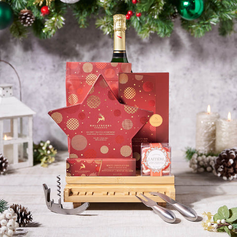 Yuletide Champagne & Snacking Gift Basket, christmas gift, christmas, holiday gift, holiday, gourmet gift, gourmet, champagne gift, champagne, sparkling wine gift, sparkling wine
