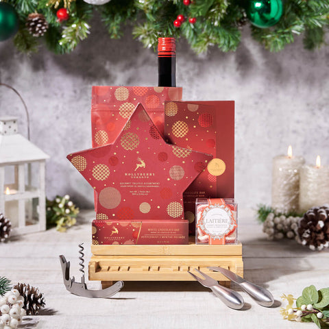 Yuletide Liquor & Snacking Gift Basket, christmas gift, christmas, holiday gift, holiday, liquor gift, liquor, gourmet gift, gourmet, cheeseboard gift, cheeseboard