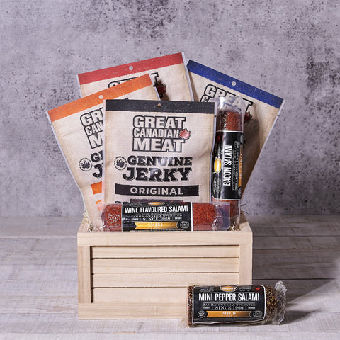 Totally Meaty Gift Crate, beef jerky, salami