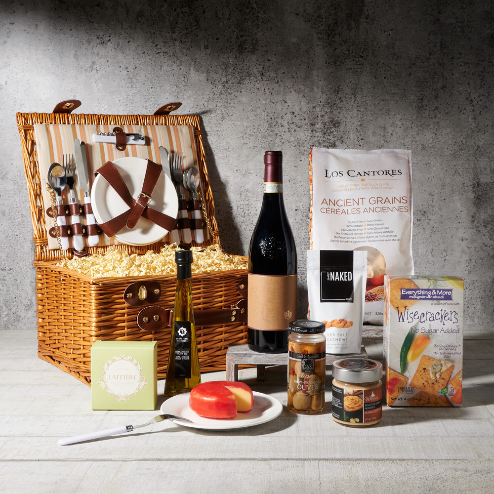 The Napa Valley Picnic Basket with Wine, Wine Gift Baskets, Gourmet Gift Baskets, Picnic Gift Baskets, Canada Delivery