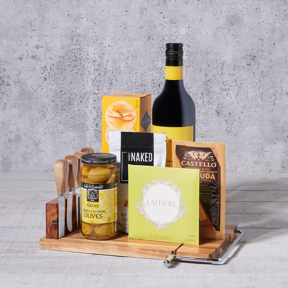 Marvelous Wine & Savoury Gourmet Board Gift, gourmet gift, gourmet, wine gift, wine