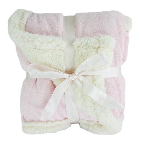Embroidered Luxury Chamois Blanket - Pink
