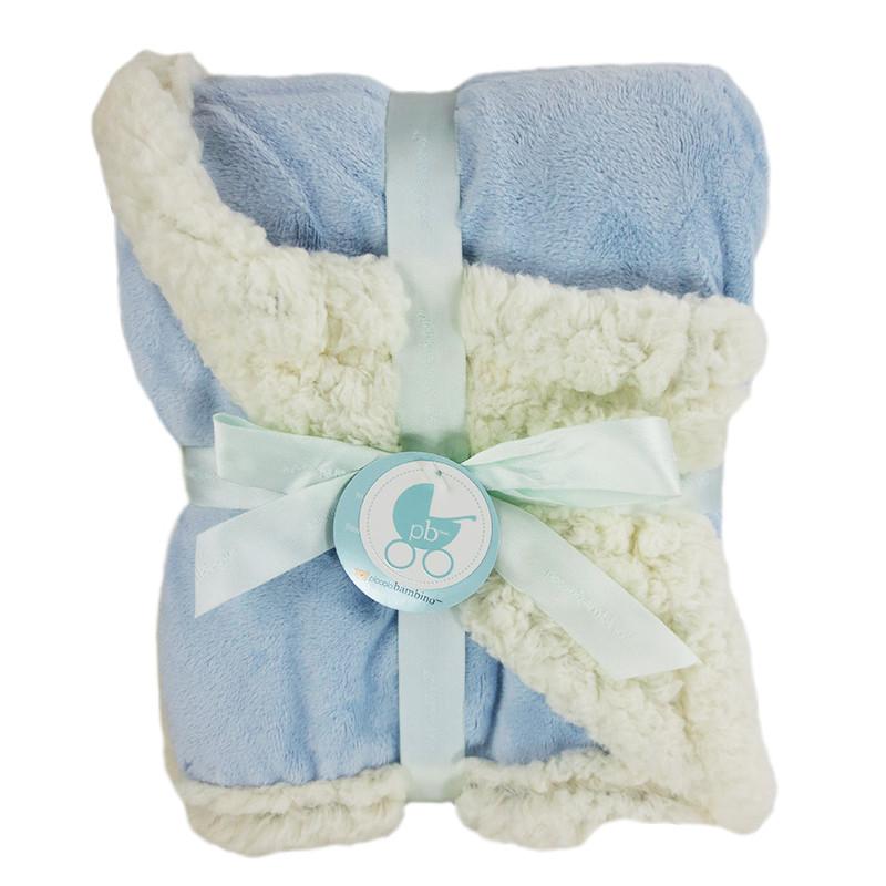 Embroidered Luxury Chamois Blanket - Blue