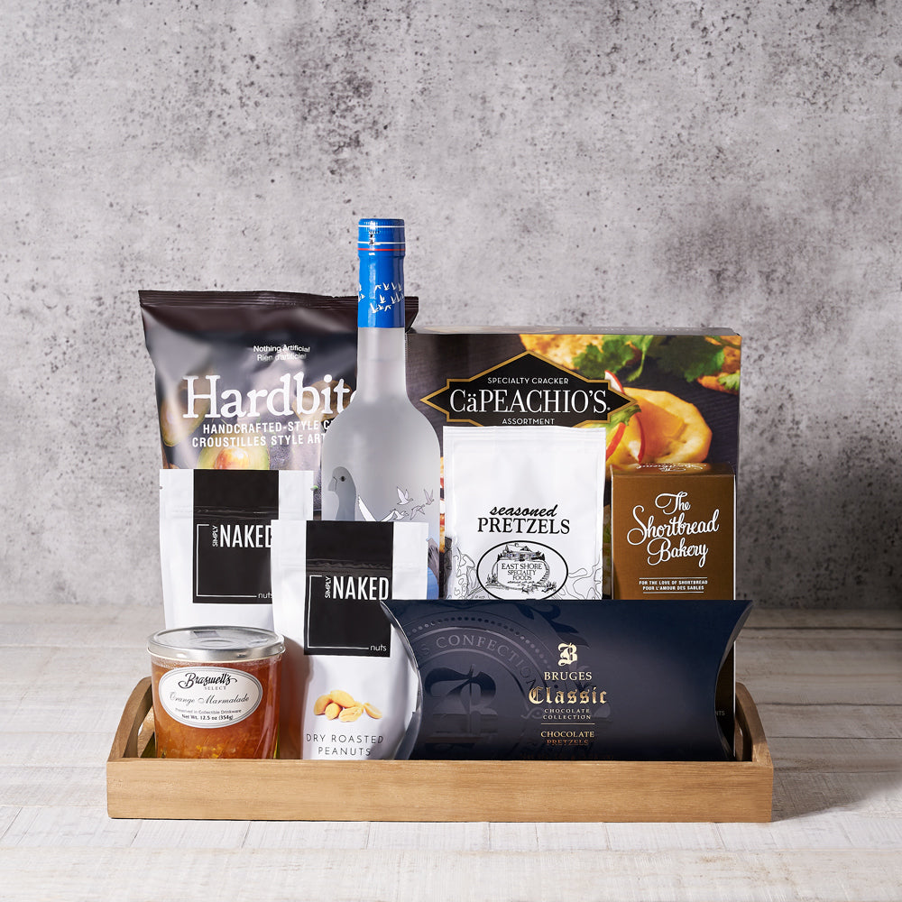 The Manhattan Reserve Spirits Gift Basket - Liquor Gift Basket, Liquor, marmalade, chocolate, gourmet gifts, nuts, spirits, gourmet, cookies, spirits gift basket delivery, delivery spirits gift basket, liquor basket canada, canada liquor basket, toronto