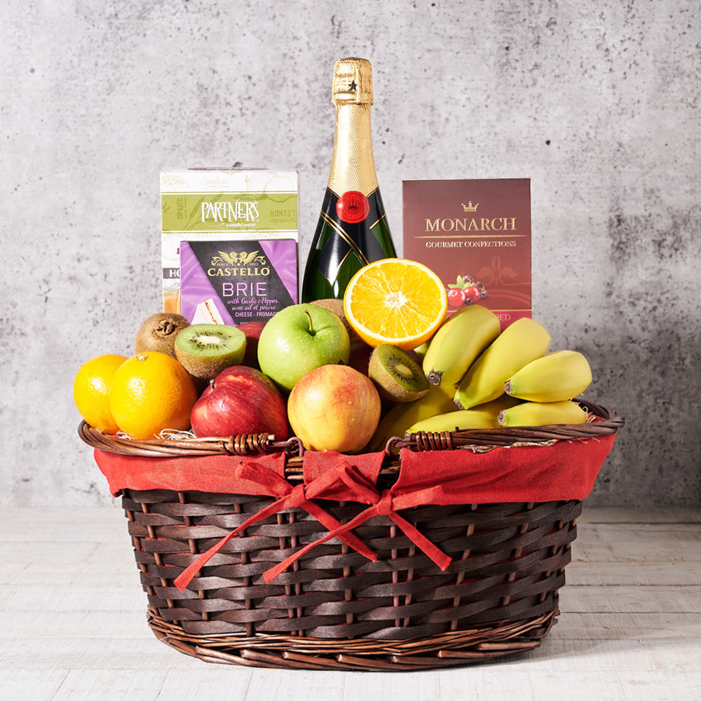 Prismatic Fruit Champagne Gift Basket, cheese, Fruits Gift Baskets, fruit, Champagne Gift Basket, champagne, champagne gift basket delivery, delivery champagne gift basket, fruit basket canada, canada fruit basket, toronto