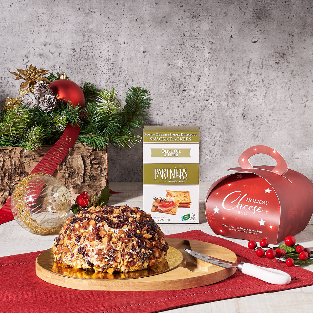 The Holiday Cheeseball Platter, Cheese Gift Baskets, Christmas Gift Baskets, Xmas Gift Baskets, Gourmet Gift Baskets, Cheeseball, Crackers, Canada Delivery