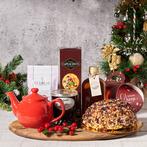 Crackers, Cheeseballs & Tea Platter, Gourmet Gift Baskets, Christmas Gift Baskets, Cheese Gift Baskets, Tea Gifts, Snacks, Maple Syrup, Cheeseball, Canada Delivery