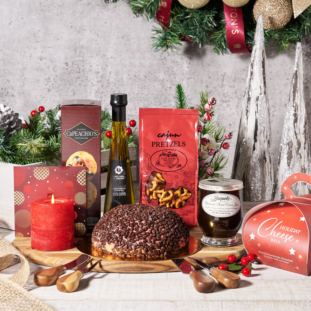 Seasonal Cheese Ball & Sweet Table Assortment, Gourmet Gift Baskets, Christmas Gift Baskets, Xmas Gifts, Cheeseball, Pretzel, Chocolate, Crackers, Canada Delivery