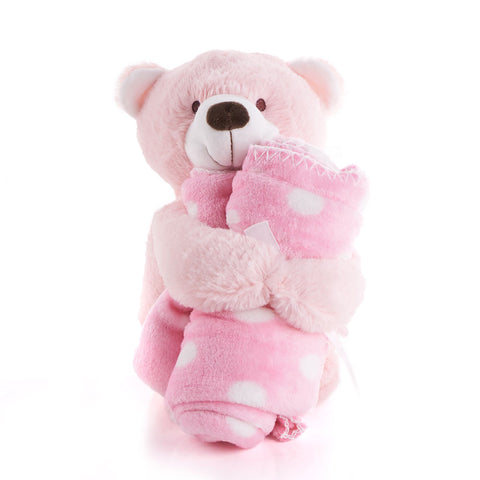 Pink Hugging Blanket Bear, Baby Gifts, Baby Plushies, Toy Plushy, Baby Toys, Canada Delivery