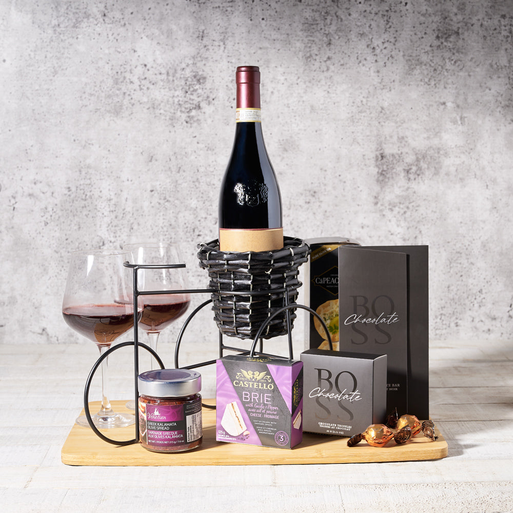 Sommelier’s Rolling Wine Cart Gift Set, Wine Gift Baskets, Gourmet Gift Baskets, Chocolates, Cheese, Canada Delivery