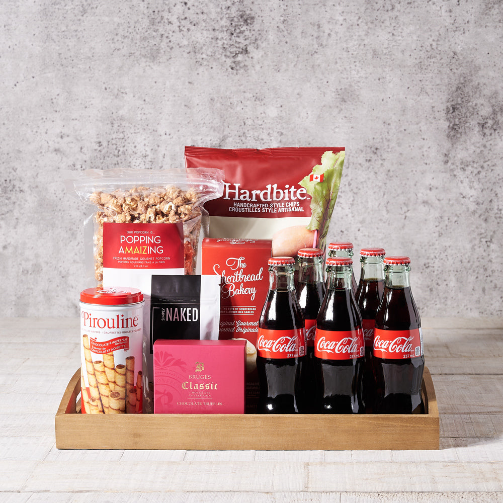 The Fizzling Sips & Sugary Sweets Tray, Popcorn, Snacks, Cookies, Gourmet Gift Baskets, Chocolate Gift Baskets, Canada Delivery