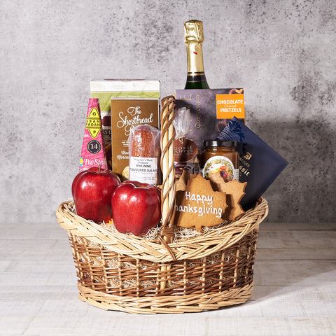 Bountiful Snack Harvest Gift Basket, Gourmet Gift Baskets, Champagne Gift Baskets, Fruits, Chocolates, Champagne, Cookies, Crackers, Canada Delivery