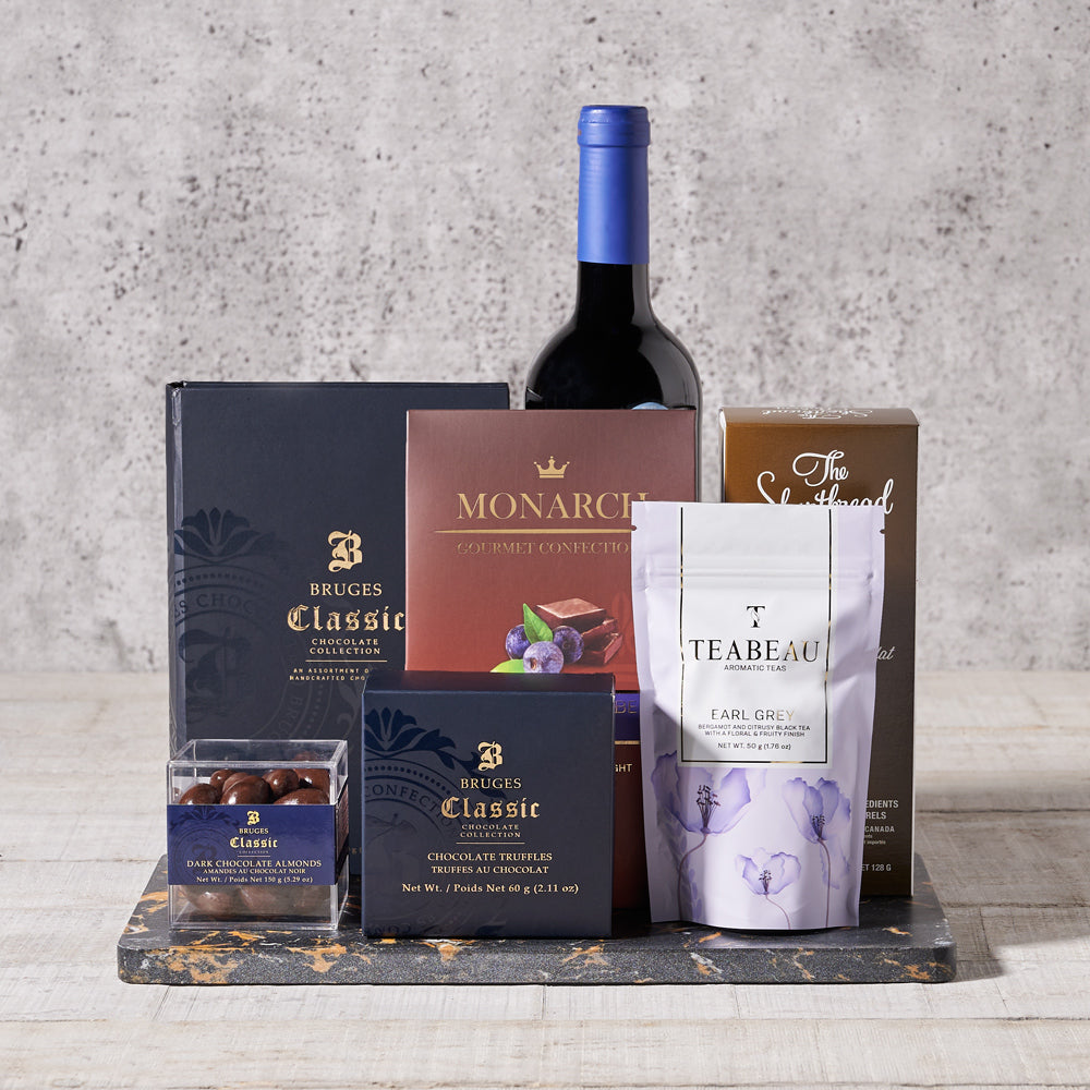 Rich & Smooth Gift Set with Wine, Wine Gift Baskets, Gourmet Gift Baskets, Canada Delivery