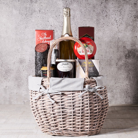 berry preserves,  brie cheese,  gourmet gift basket,  gourmet,  Salami,  crackers,  christmas,  chocolate,  cheese,  champagne, champagne gift basket delivery, delivery champagne and cheese, champagne basket delivery canada, canada champagne basket delivery, toronto