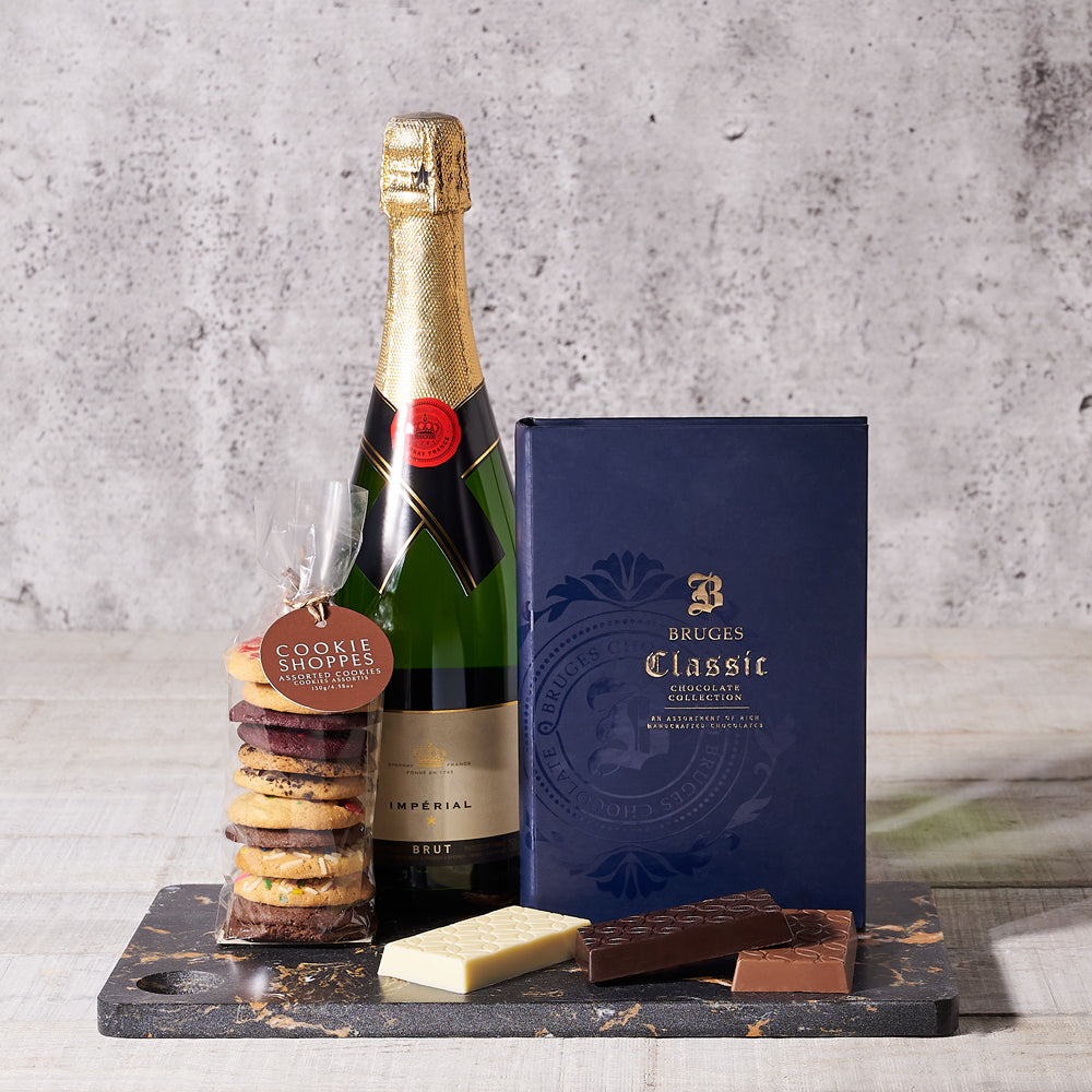 Gourmet Chocolates &amp; Sparkling Wine Gift Basket, Gourmet Gift Baskets, Champagne Gift Baskets, Canada Delivery